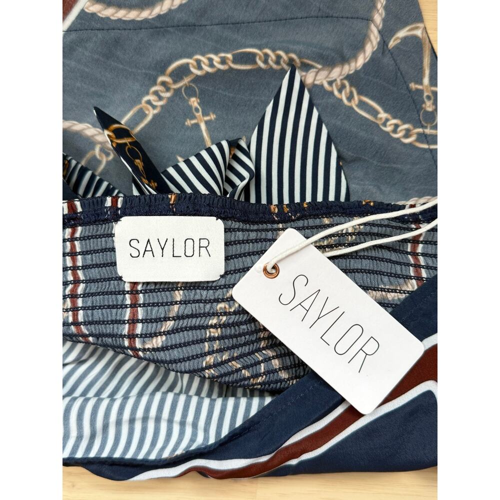 NWT Saylor Saxon Nautical Status Print Resort Midi Skirt Set Deep Navy Small - Picture 5 of 5